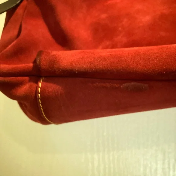 Red Suede Dooney & Bourke Shoulder Bag - Picture 6 of 9